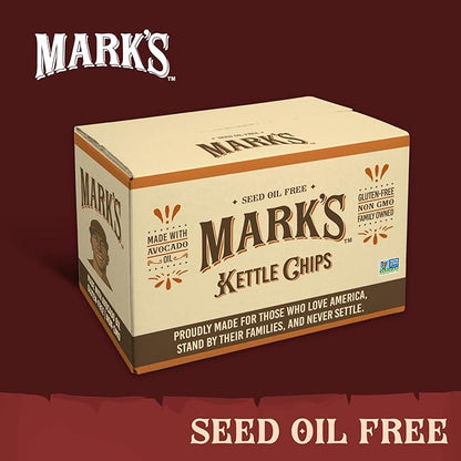 MARK’S Kettle Cooked Avocado Oil Potato Chips, BBQ – Seed Oil & GMO Free | Barbecue, 5 oz (Pack of