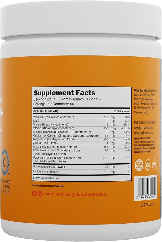 JUNP Electrolytes Powder No Sugar No Carbs, Sweet Tangy Citrus Orange Keto Electrolyte Drink Mix