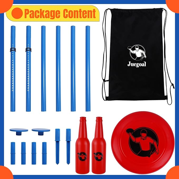 Juegoal Outdoor Flying Disc Game Set, Yard Games Bottle Drop Frisbee Set, Outside Fun Disc Toss