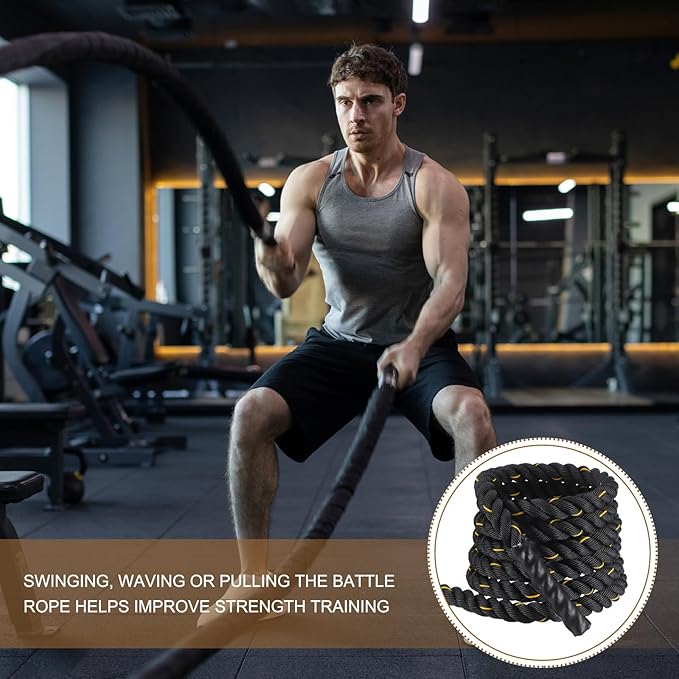 MECCANIXITY Battle Rope 20ft x 1.5 Inch Polyester Workout Rope Heavy Fitness Exercise Rope for