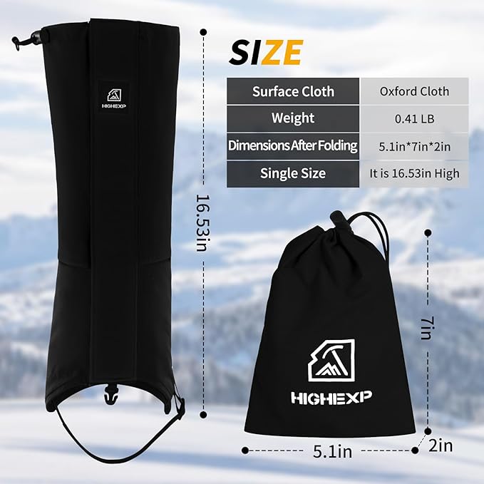 Leg Gaiters 100% Waterproof Adjustable Shoe Snow Boot Guard Gators for Hiking Shoe Cover Hunting