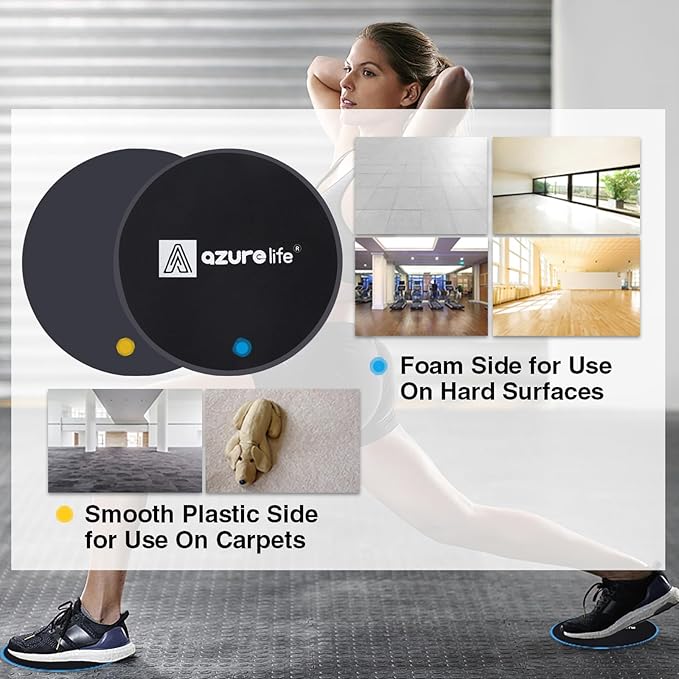 Exercise Core Sliders, Dual Sided Exercise Gliding Discs Use on Carpet or Hardwood Floors, Light