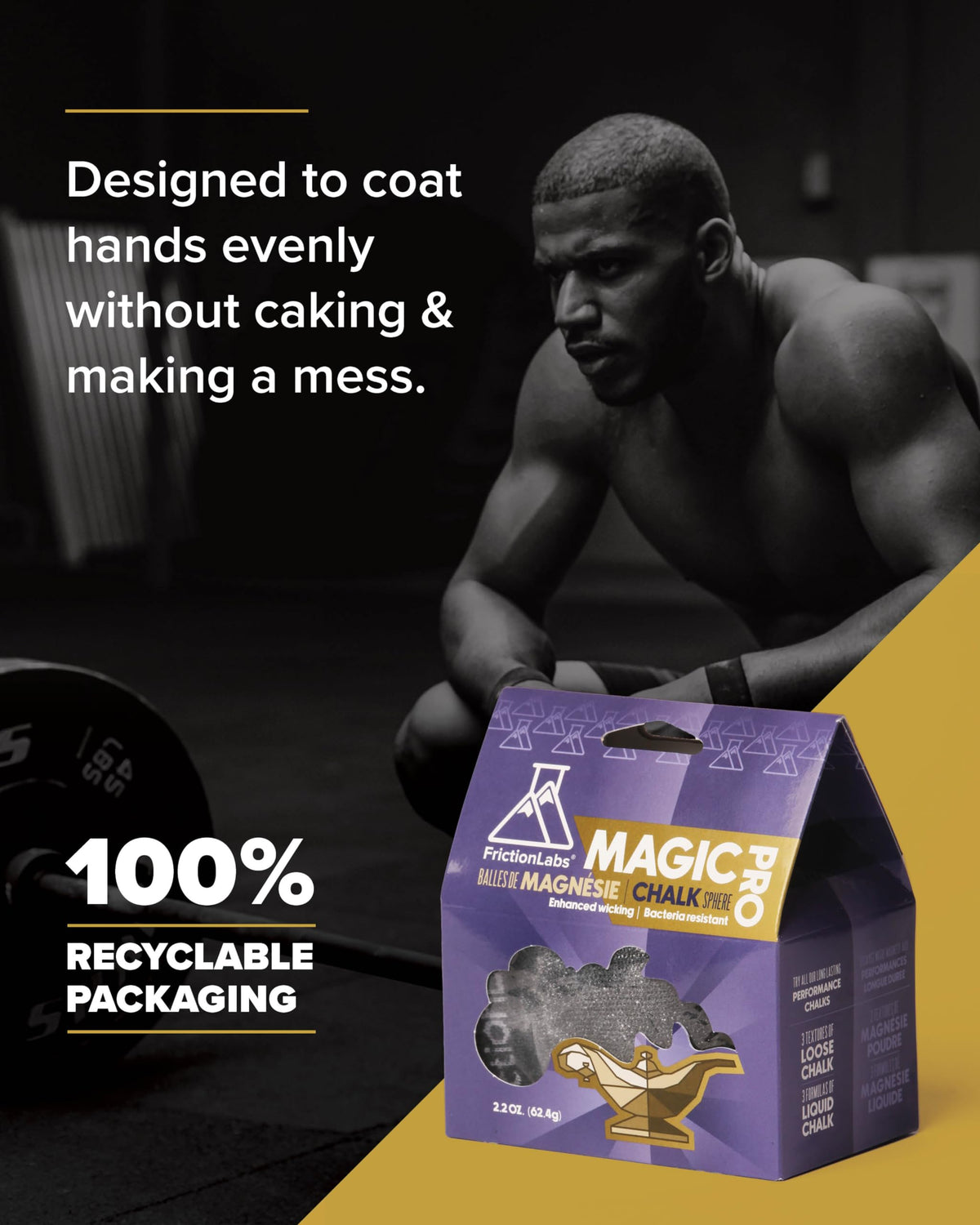 Friction Labs Magic Chalk Ball, Premium Gym Chalk Ball in Refillable Sock