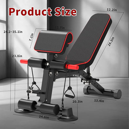 Adjustable Weight Bench,Utility Workout Bench Foldable Incline Decline Benches for Home Gym Full