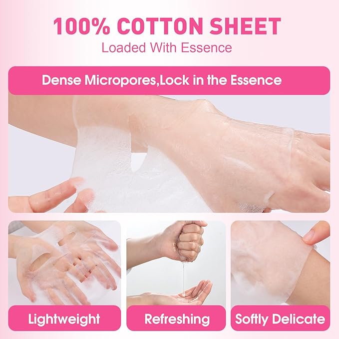 12 Pack Collagen Hydrating Face Masks Skincare, Sheet Face Mask for All Skin Types, Facial Masks