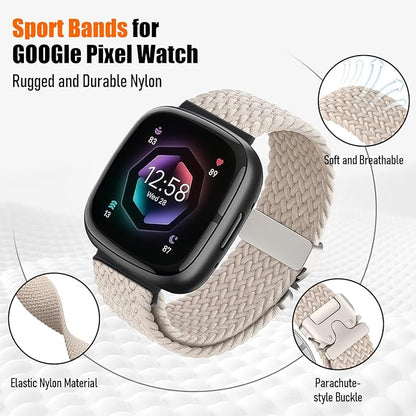 Braided Stretchy Band for Fitbit Versa 4/Versa 3/Sense 2/Sense Watch Band Women Men,Parachute-style