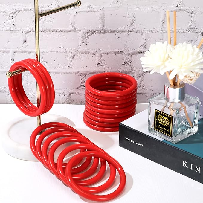 Meooeck 48 Pieces Plastic Ring Toss Rings 2.9 Inch Red Bottles Ring Toss Carnival Games for Adult