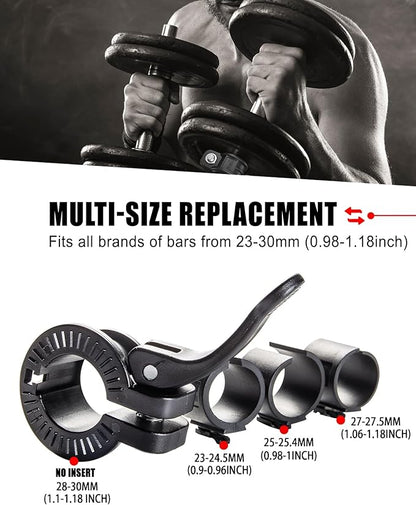 Mini Barbell Clips 1 inch I Multi-Size Adjustable Barbell Collar I 1 inch Barbell ClampsIQuick