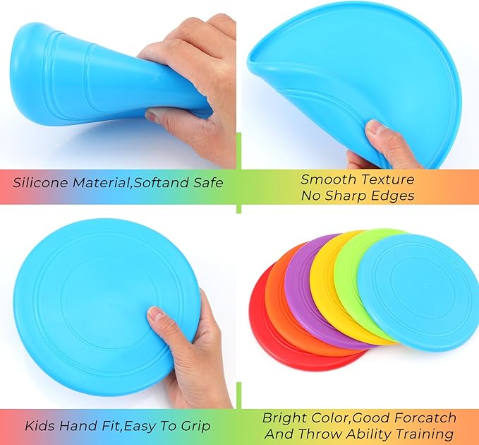 24pcs Flying Disc 7 Inch Silicone Flying Disks Bulk for Dog Outdoor Backyard Lawn School Teaching