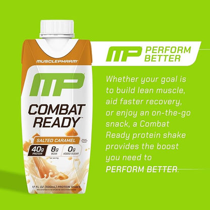 MusclePharm Combat Ready High Protein Shakes Ready to Drink, 40g Protein, 8g BCAAs, 8.7g Glutamine