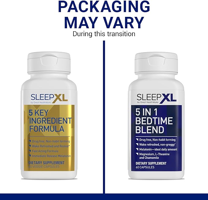 SleepXL Sleep Supplement Non-Habit-Forming Formula - Fall Asleep Faster & Sleep Longer - 5 key
