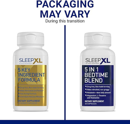 SleepXL Sleep Supplement Non-Habit-Forming Formula - Fall Asleep Faster & Sleep Longer - 5 key