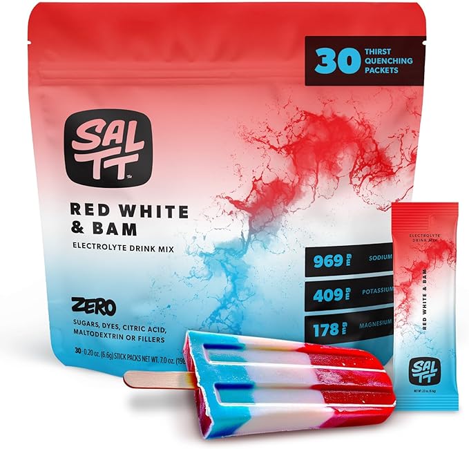 Keto Chow SALTT Electrolytes Powder Packets, Red White & Bam (30 Hydration Packets) - Magnesium