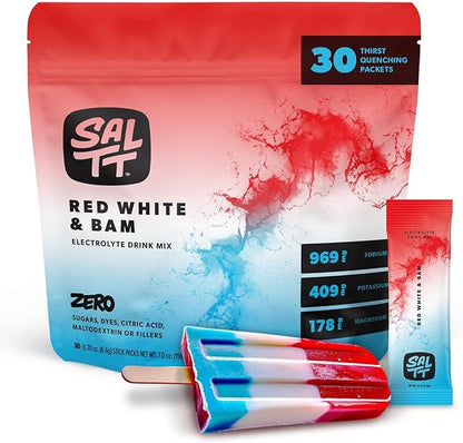 Keto Chow SALTT Electrolytes Powder Packets, Red White & Bam (30 Hydration Packets) - Magnesium