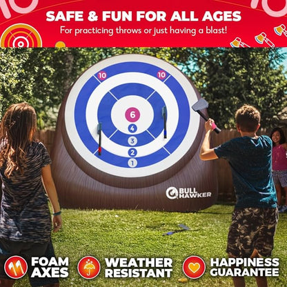 Swooc Games® - Bull Hawker™ | Giant Axe Darts (Over 6ft Tall) w/ 15+ Games | Axe Throwing Game for