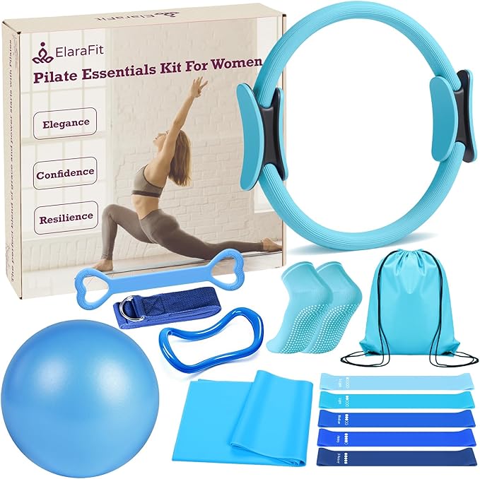 Home Pilates Kit for Women Pilates Equipment Ring and Ball Set Magic Circle Hoop with 5 Resistance