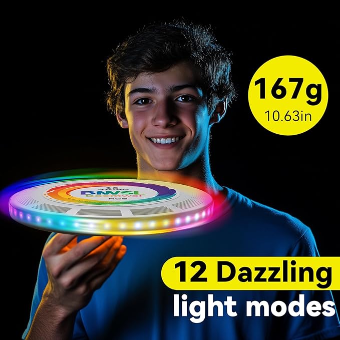 Light-Up Flying Disc - 16 Million Colors RGB or 50 LEDs, Ultra Bright, 12 Light Modes