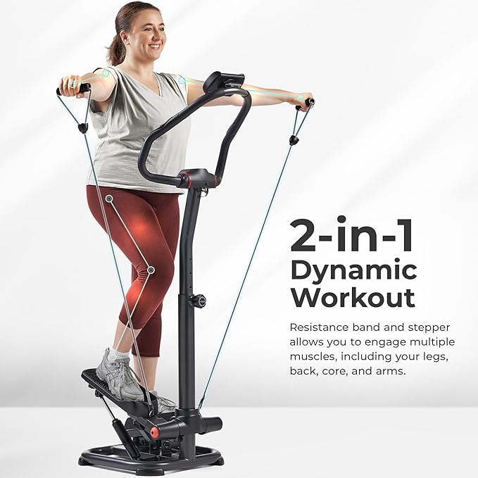 Sunny Health & Fitness 2-in-1 Premium Power Stepper with 400lbs Weight Capacity and Resistance