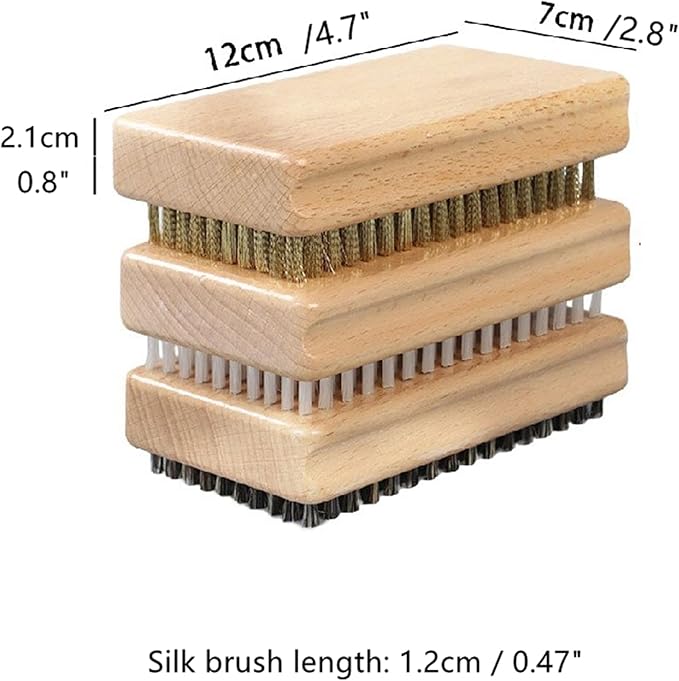 3 Pieces of ski Wax Brush, ski Brush Wooden Hand Brush Set, Brass Brush, Nylon Brush, Horsehair
