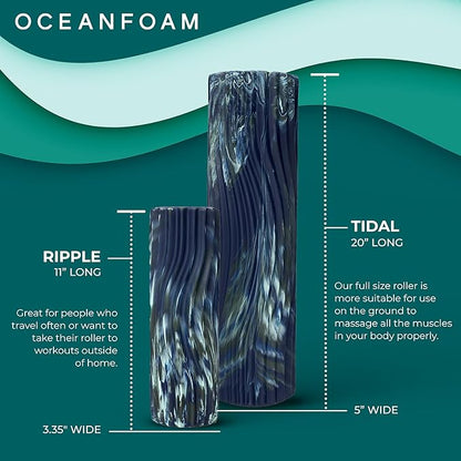 Oceanfoam Tidal Roller - Dark Navy, Hunter & Seafoam Marbled - Muscle Massage Foam Roller for Back