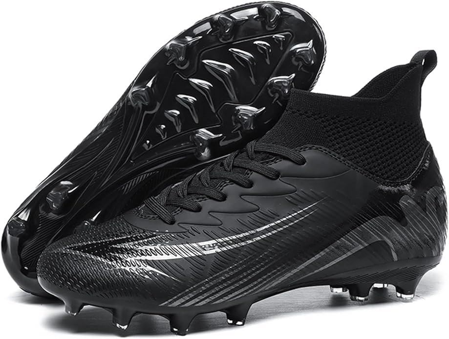Men's High Top Soccer Shoes FG Long Spikes Adult Football Shoes Lightweight Professional Athletic