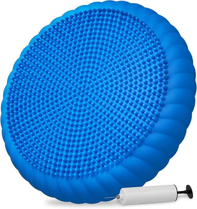 Wobble Cushion with Inflation Pump - Wobble Disk Balance Disc Wiggle Seat for Sensory Kids, Balance