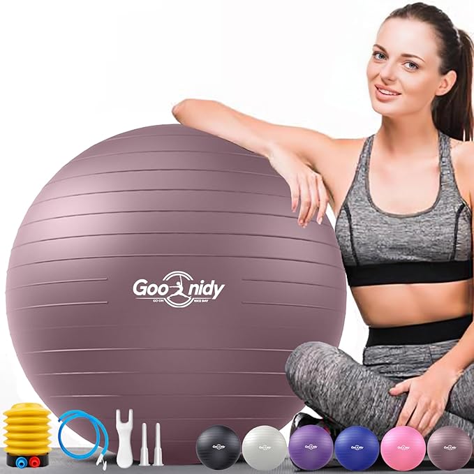 Soft Exercise ball, Anti-Burst Yoga Ball Chair Supports 2200lbs, Workout Equipment w/ Pump for
