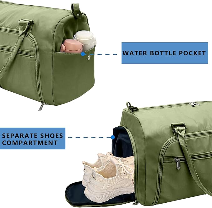 woogwin Gym Bag for Men & Women with Shoes & Wet Compartment Waterproof Duffle Bag for Travel
