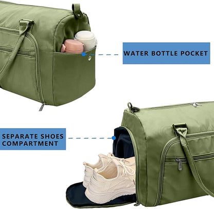 woogwin Gym Bag for Men & Women with Shoes & Wet Compartment Waterproof Duffle Bag for Travel