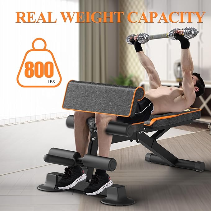 Adjustable Weight Bench, Multi-function Preacher Curl Bench for Home Gym, Foldable Leg Extension