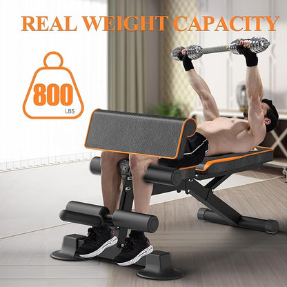 Adjustable Weight Bench, Multi-function Preacher Curl Bench for Home Gym, Foldable Leg Extension
