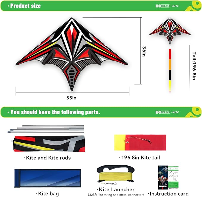 Delta Mecha Kite - for Kids & Adults, Easy to Fly Kite, 36 x 55 Inches, Beginner Kites for Beach