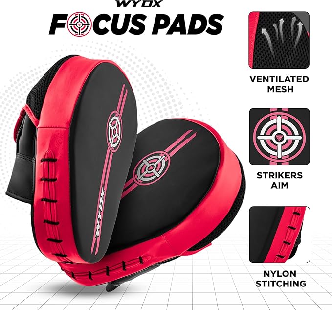 WYOX Curved Focus Mitts for Boxing & MMA | Durable PU Leather Punching Pads with Adjustable Strap |