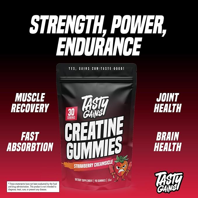 Creatine Gummies - 90g of Creatine Monohydrate - Workout Supplements - Build Muscle & Boost