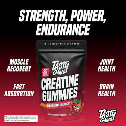 Creatine Gummies - 90g of Creatine Monohydrate - Workout Supplements - Build Muscle & Boost
