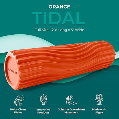 Oceanfoam Tidal Roller - Orange - Muscle Massage Foam Roller for Back Pain & Stretching - Firm and