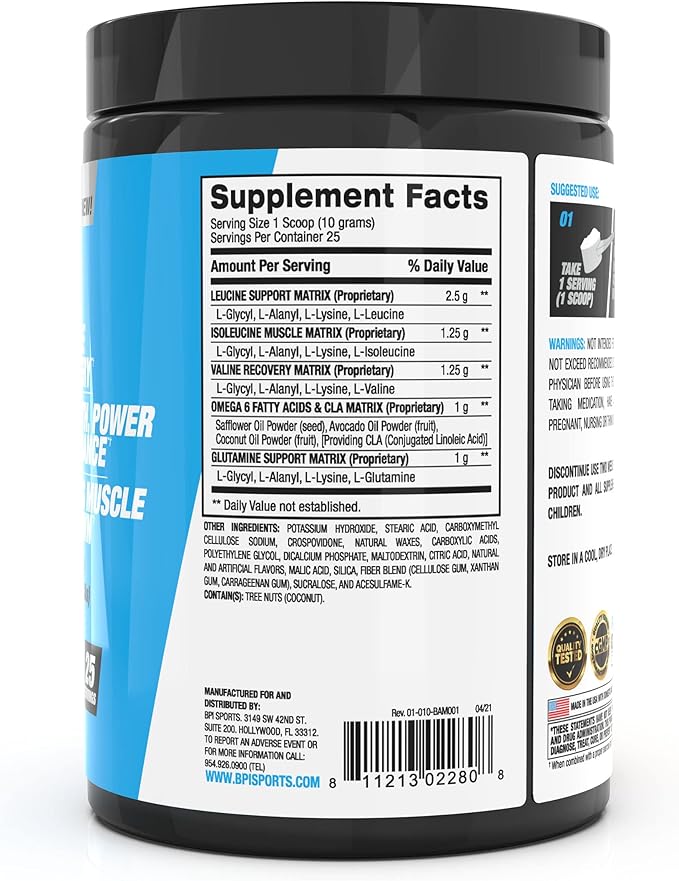 BPI Sports Best Aminos - BCAA Powder Post Workout & Glutamine Recovery Drink with Branched Chain