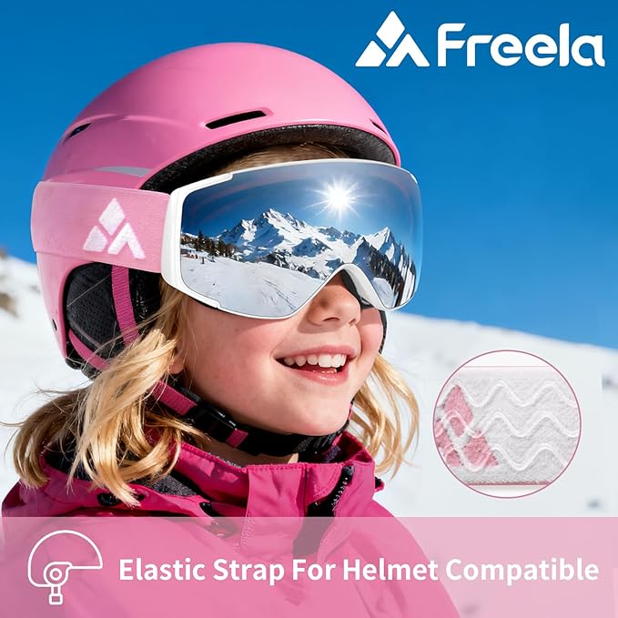 Freela Kids Ski Snowboard Goggles for Toddler(3-14) Youth Anti Fog Anti UV Goggles Girls Boys Snow