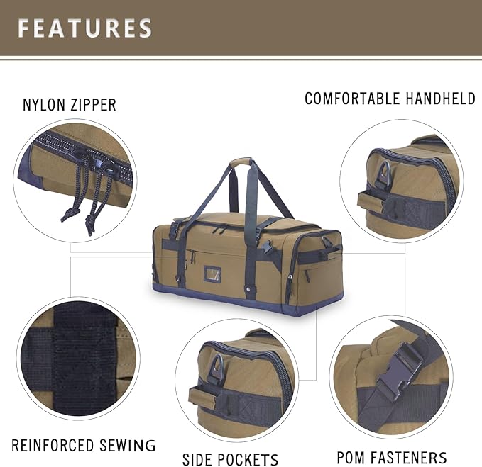 Large Duffle Bag for Travel - Men & Women, Foldable Gym Duffle Backpack, Heavy Duty Tactical