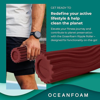 Oceanfoam Ripple Travel Foam Roller (11" x 3.35") Firm Mini Foam Roller for Physical Therapy, Deep