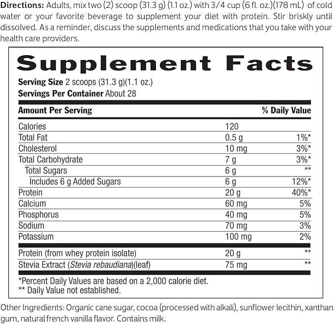 Biochem 100% Whey Isolate Protein Powder, Chocolate Flavor, 20g Grass-Fed Protein, Keto Friendly