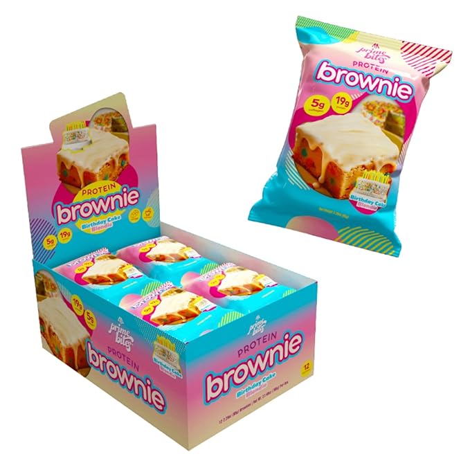 Prime Bites Protein Brownie, High Protein, Collagen Fortified Low Sugar Treat, Delicious Snack - 12