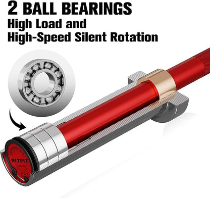 RITFIT Olympic Barbell 4ft/4.8ft/6ft - 2 Inch Weight Bar for Strength Training, Weightlifting