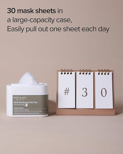 Mary&May CICA Houttuynia Tea Tree Calming Mask - Daily Pull Out Sheet Mask for Instant Soothing &