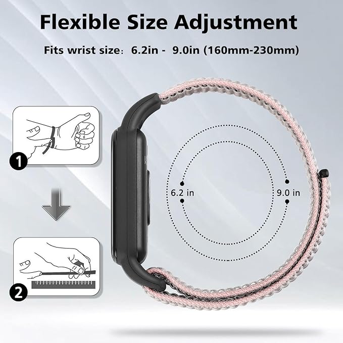 YCHDDER Solo Loop Nylon Bands Compatible with Amazfit Band 7 Straps,Soft Breathable Comfortable