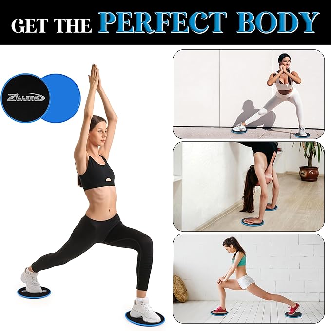 ZILLEEN Exercise Sliders for Working Out Fitness Discs for Pilates Women Men, 2 Pack