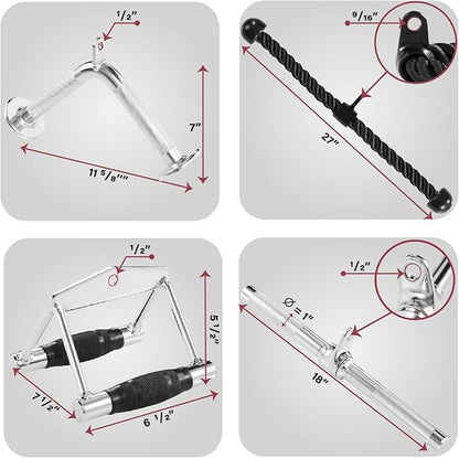 Yes4All Tricep Press Down Cable Machine Attachment Set, LAT Pulldown Attachment, Cable Machine