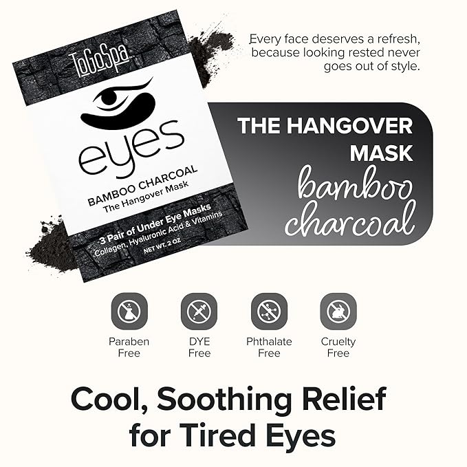 ToGoSpa, Bamboo Charcoal Under Eye Repair Mask, Collagen Under Eye Patches, Enriched With Ale Vera