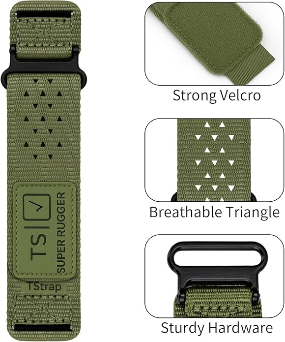 TStrap Nylon Sport Watch Band - Black Quick Release Watch Straps for Men Women - Athletic Military