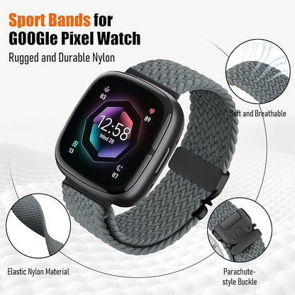 Braided Stretchy Band for Fitbit Versa 4/Versa 3/Sense 2/Sense Watch Band Women Men,Parachute-style
